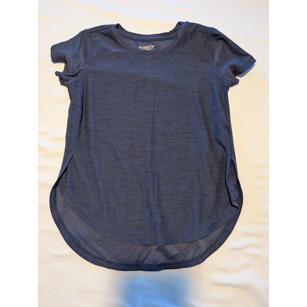 Old Navy Active Girls Breathe On T-Shirt‎ Navy Blue Heathered Hi-Low Hem XS 5